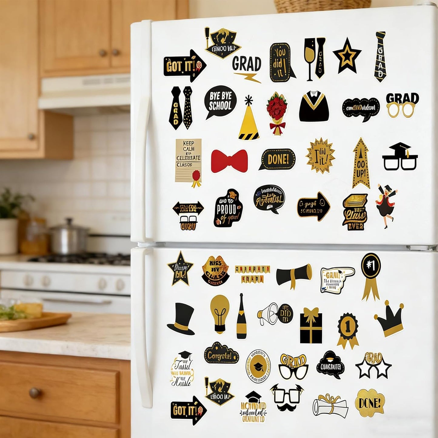 52 Pcs Graduation Stickers, Graduation Cap Sticker Class of 2026, DIY Graduation Cap Stickers for Congrats Grad Sticker Graduation Party Supplies, Scrapbook, Water Bottle, Laptop