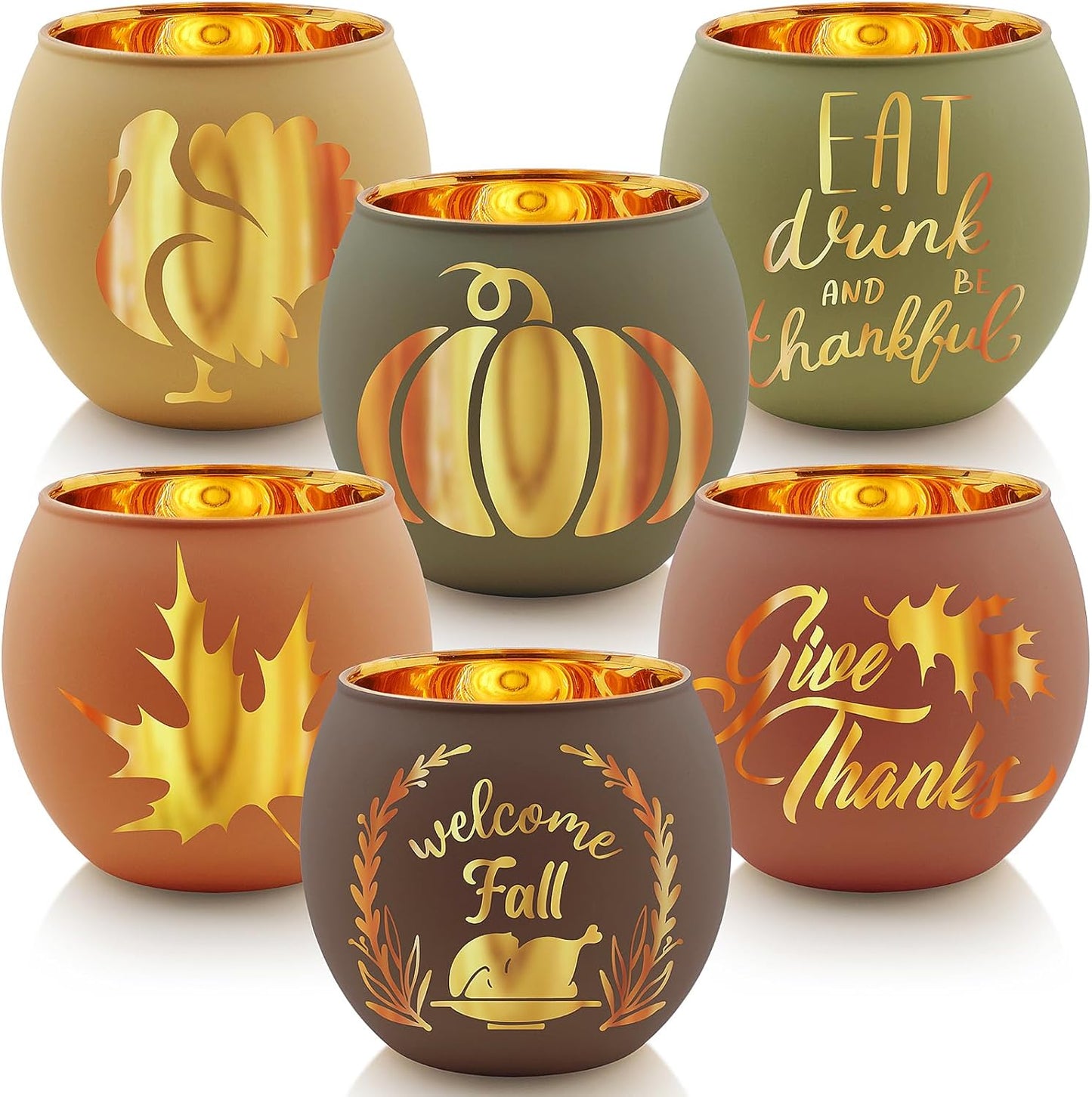 Easter Table Decorations 6PCS Glass Votive Tealight Candle Holders, Indoor Centerpiece Decorations, Women Adult Easter Gifts