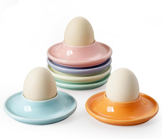 6Pack Ceramic Macaron Egg Holder Breakfast Easter Gift for Hard and Soft Eggs