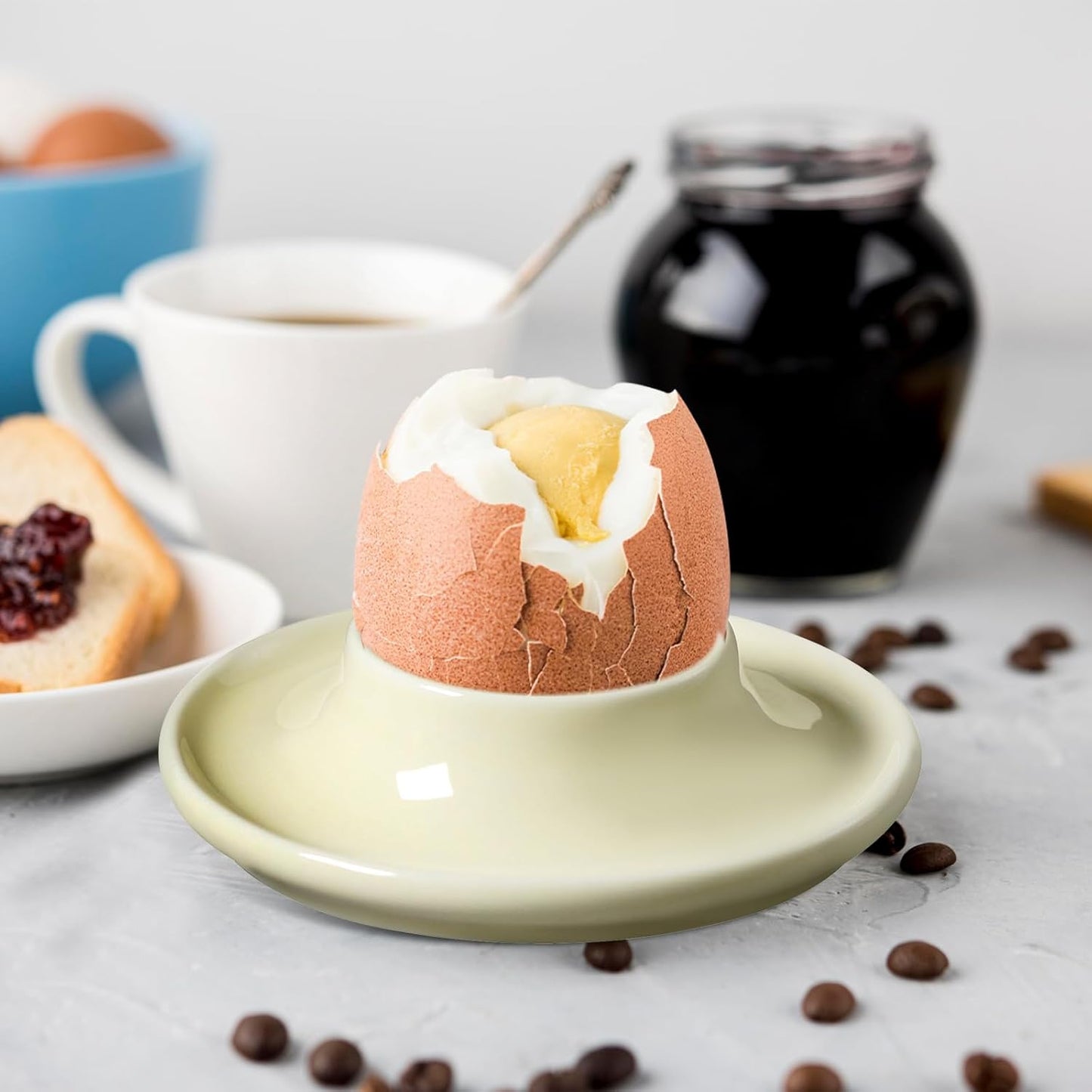 6Pack Ceramic Macaron Egg Holder Breakfast Easter Gift for Hard and Soft Eggs