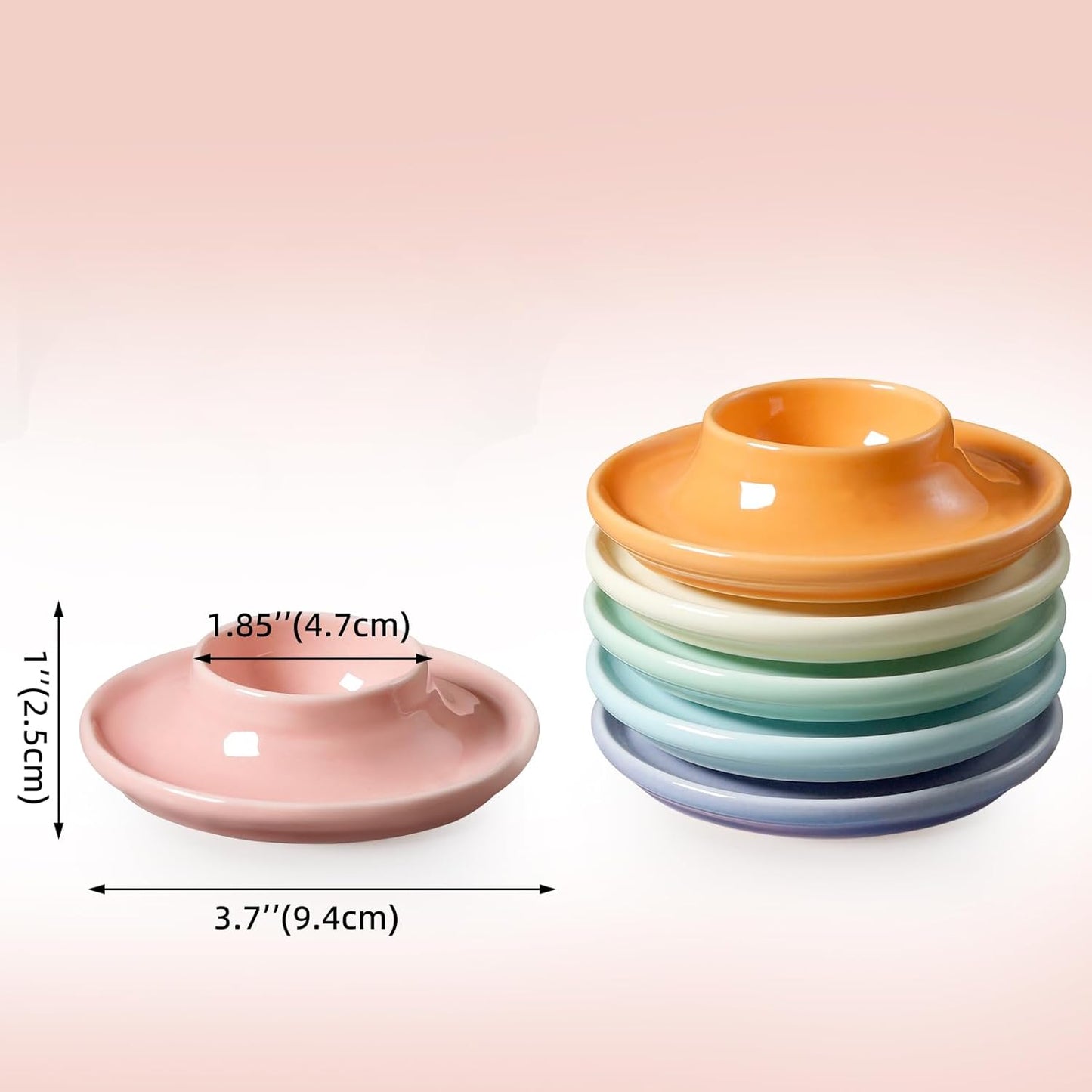 6Pack Ceramic Macaron Egg Holder Breakfast Easter Gift for Hard and Soft Eggs
