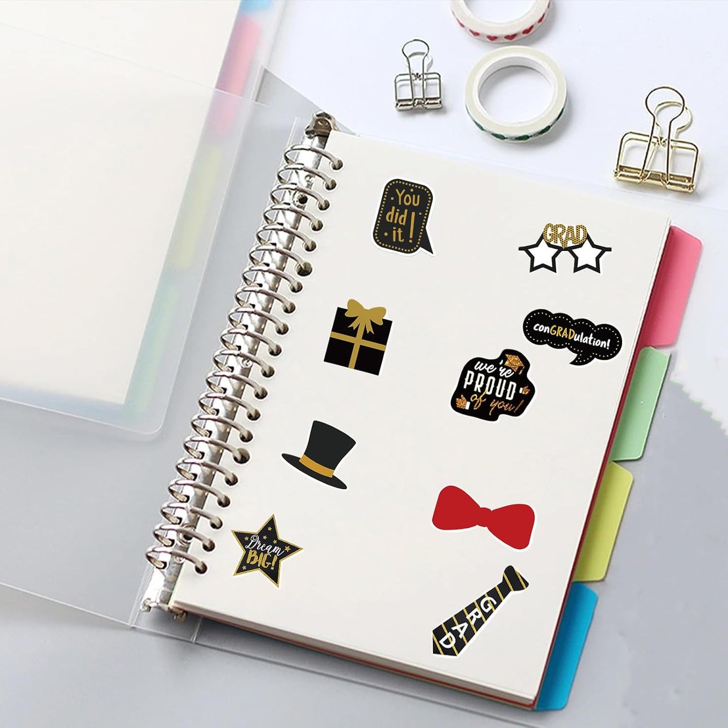 52 Pcs Graduation Stickers, Graduation Cap Sticker Class of 2026, DIY Graduation Cap Stickers for Congrats Grad Sticker Graduation Party Supplies, Scrapbook, Water Bottle, Laptop
