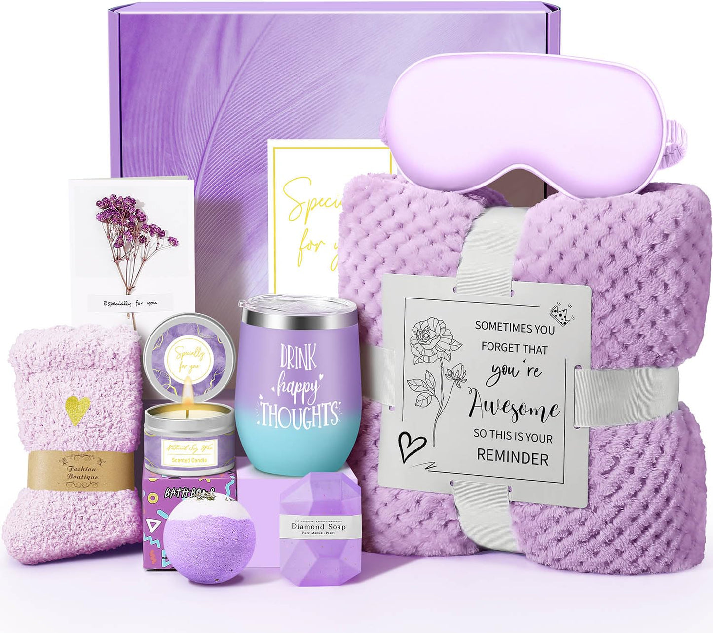 Mothers Day Gifts for Mom Wife Grandma Daughter Friends Sister, Easter Basket, Happy Birthday Gifts for Women Mom Her Friend Sister Wife Grandma, Self Care Gift Get Well Relaxing Spa Gift Basket Set