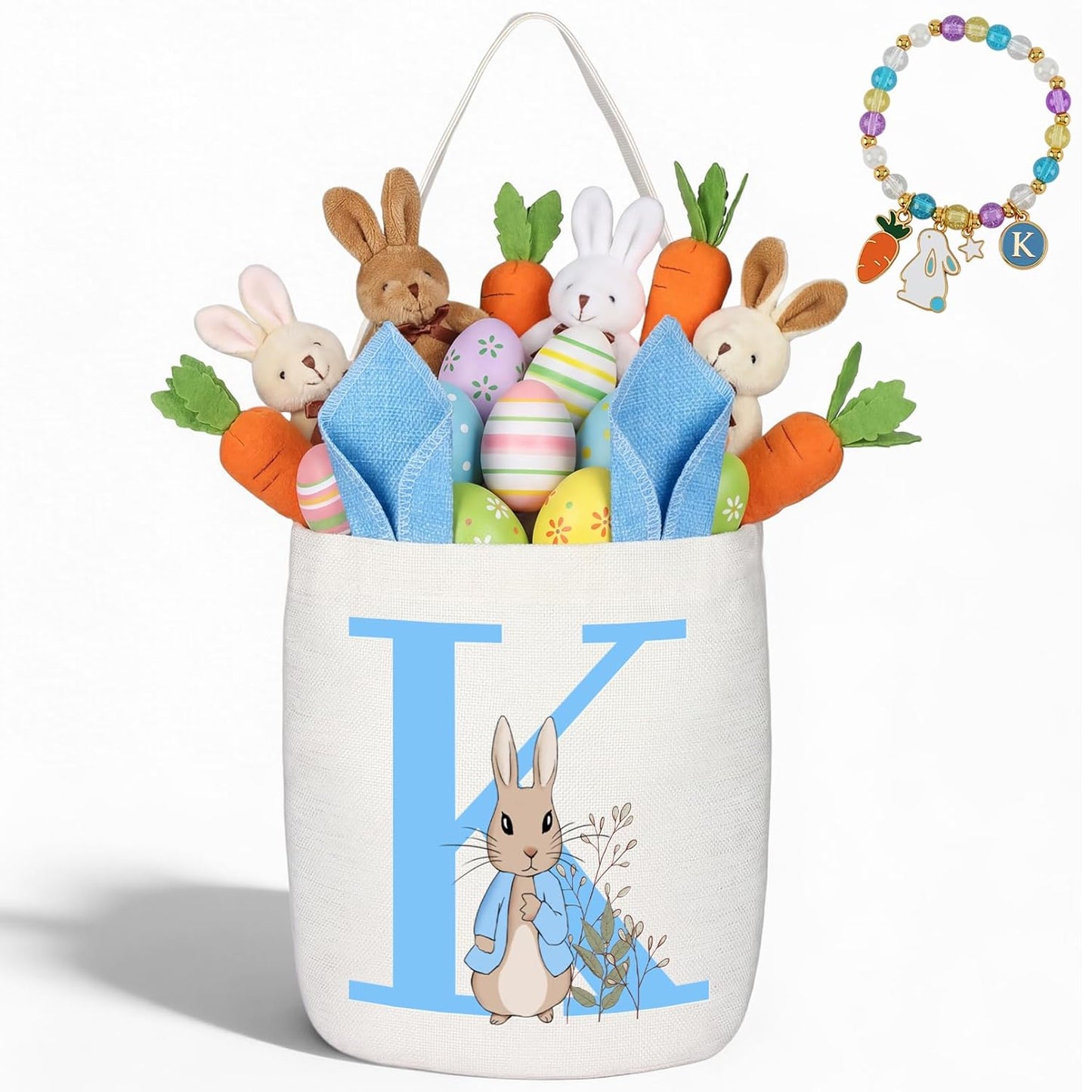 Easter Baskets for Kids,Pink Personalized Easter Basket with Initial for Girl Boy Kids (A, Pink)