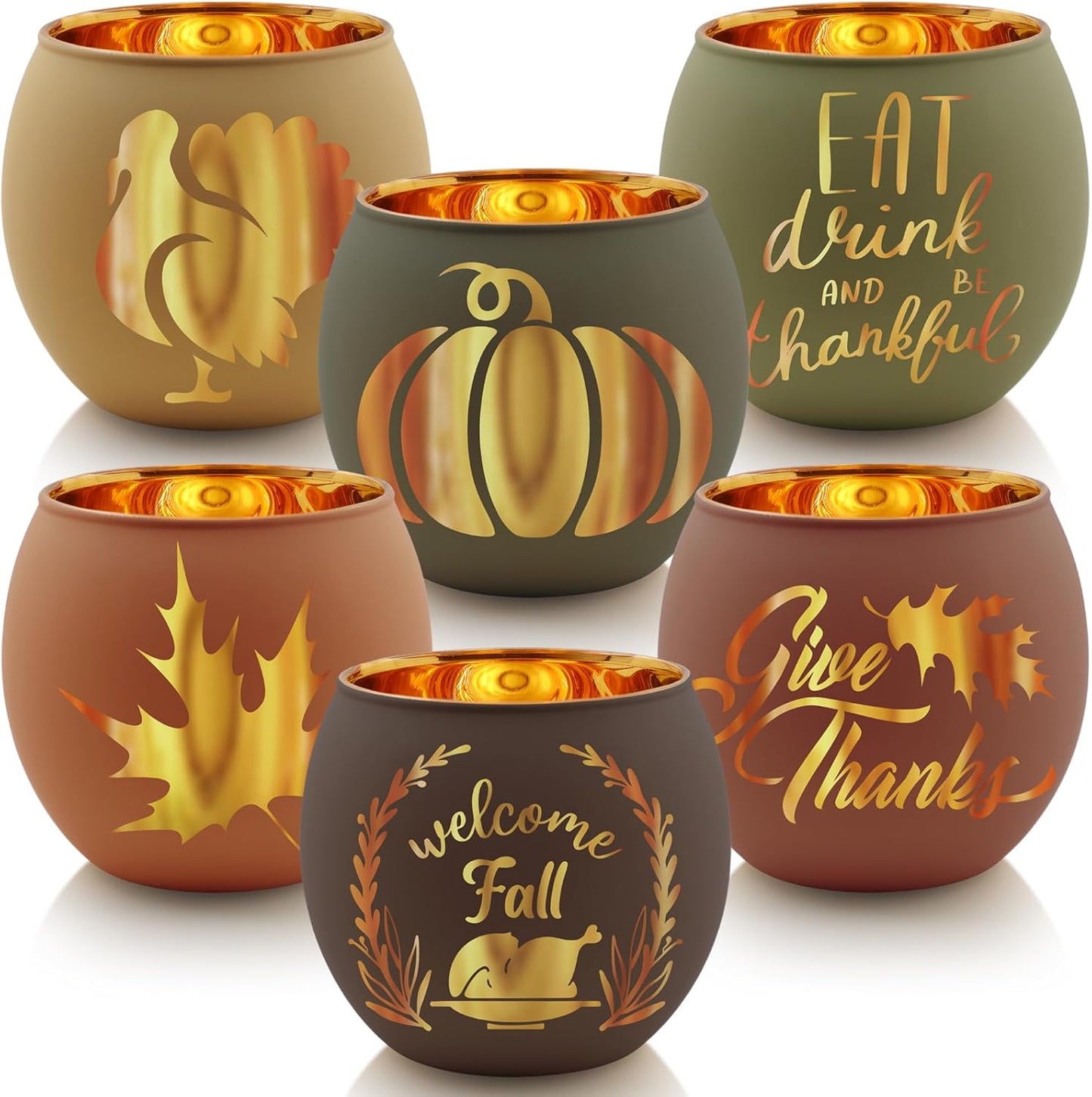 Easter Table Decorations 6PCS Glass Votive Tealight Candle Holders, Indoor Centerpiece Decorations, Women Adult Easter Gifts