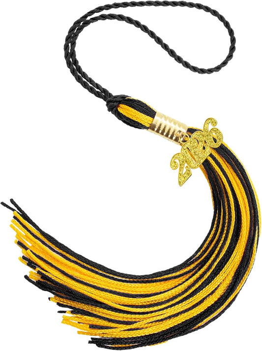 2026 Black Gold Gradution Tassel with Golden Charm for Graduation Cap Hat Gown Headband Decorations Senior Class of 2026 Congrats Grad Party Favors Supplies Ceremonies Memorial Graduations Decor