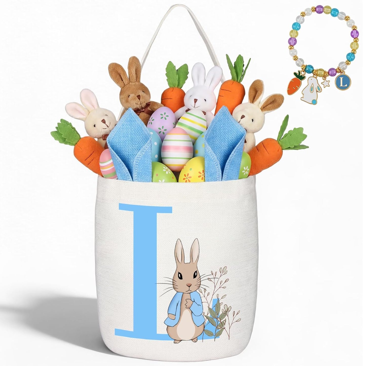Easter Baskets for Kids,Pink Personalized Easter Basket with Initial for Girl Boy Kids (A, Pink)