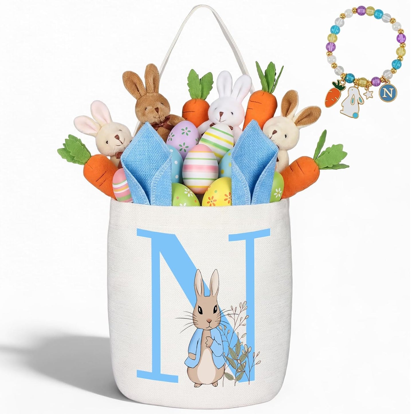 Easter Baskets for Kids,Pink Personalized Easter Basket with Initial for Girl Boy Kids (A, Pink)