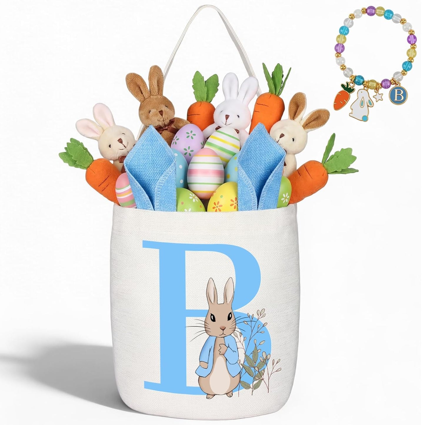Easter Baskets for Kids,Pink Personalized Easter Basket with Initial for Girl Boy Kids (A, Pink)