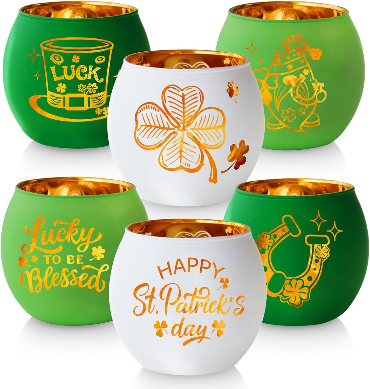 Easter Table Decorations 6PCS Glass Votive Tealight Candle Holders, Indoor Centerpiece Decorations, Women Adult Easter Gifts