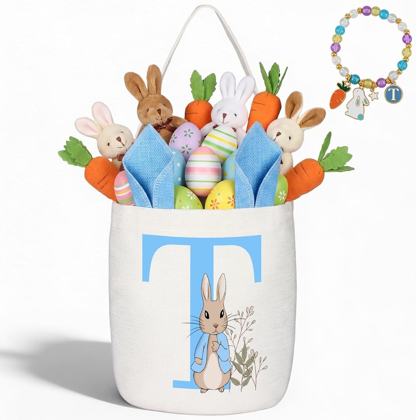 Easter Baskets for Kids,Pink Personalized Easter Basket with Initial for Girl Boy Kids (A, Pink)