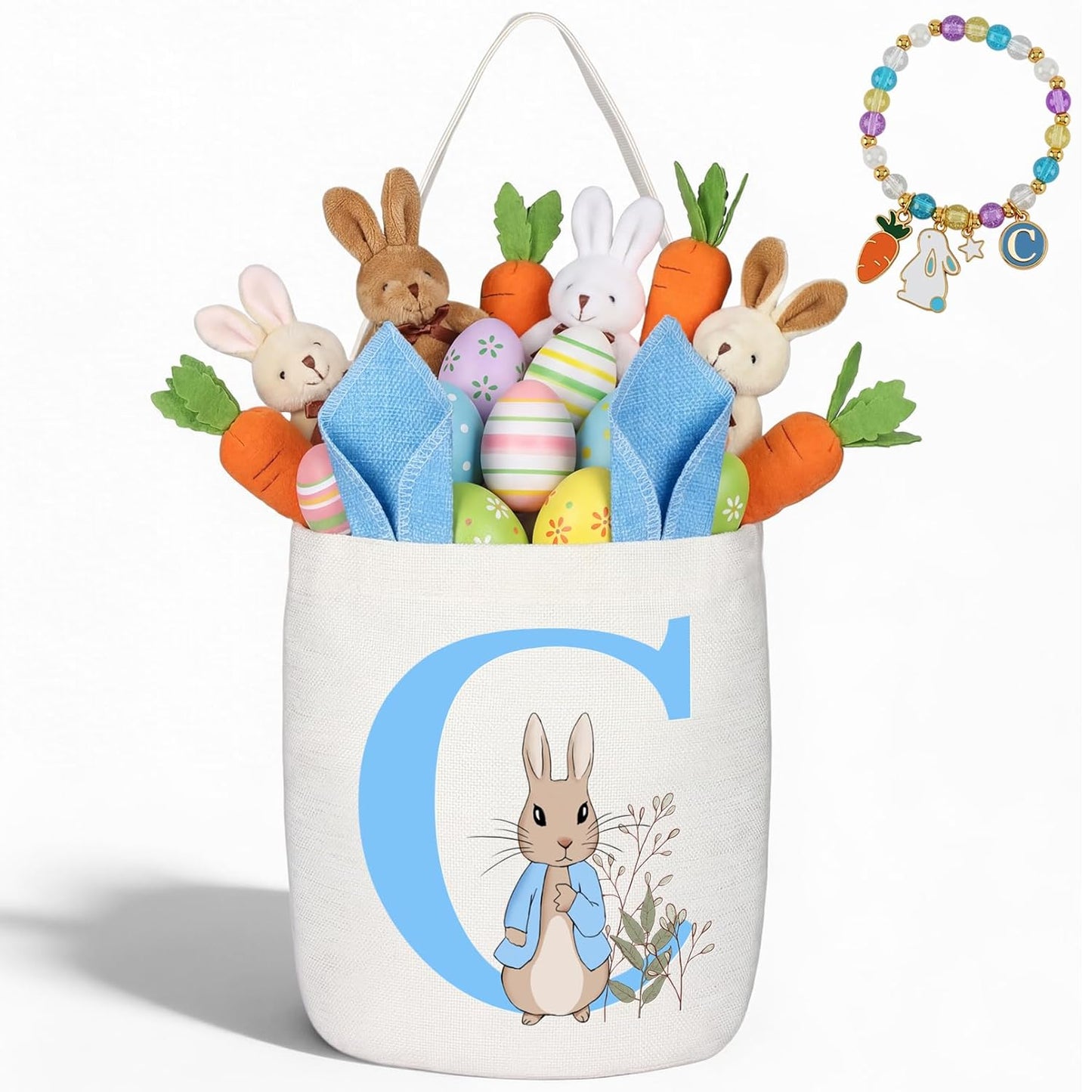Easter Baskets for Kids,Pink Personalized Easter Basket with Initial for Girl Boy Kids (A, Pink)
