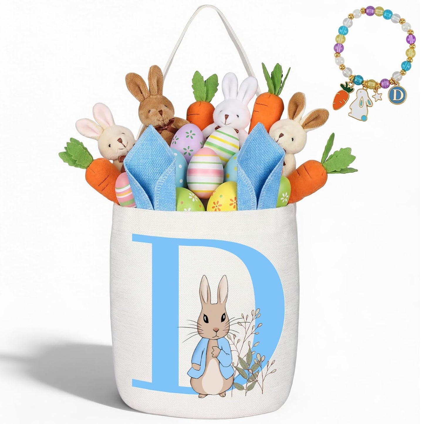 Easter Baskets for Kids,Pink Personalized Easter Basket with Initial for Girl Boy Kids (A, Pink)