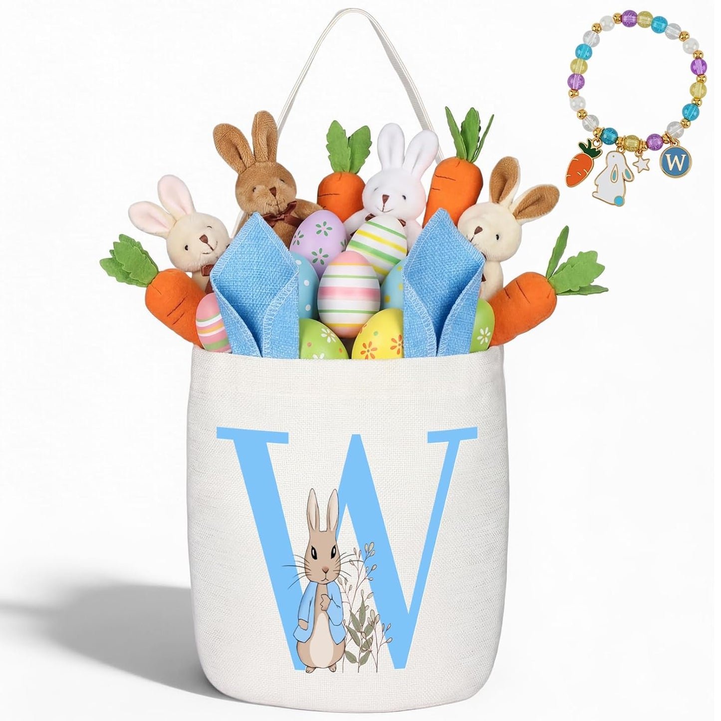 Easter Baskets for Kids,Pink Personalized Easter Basket with Initial for Girl Boy Kids (A, Pink)