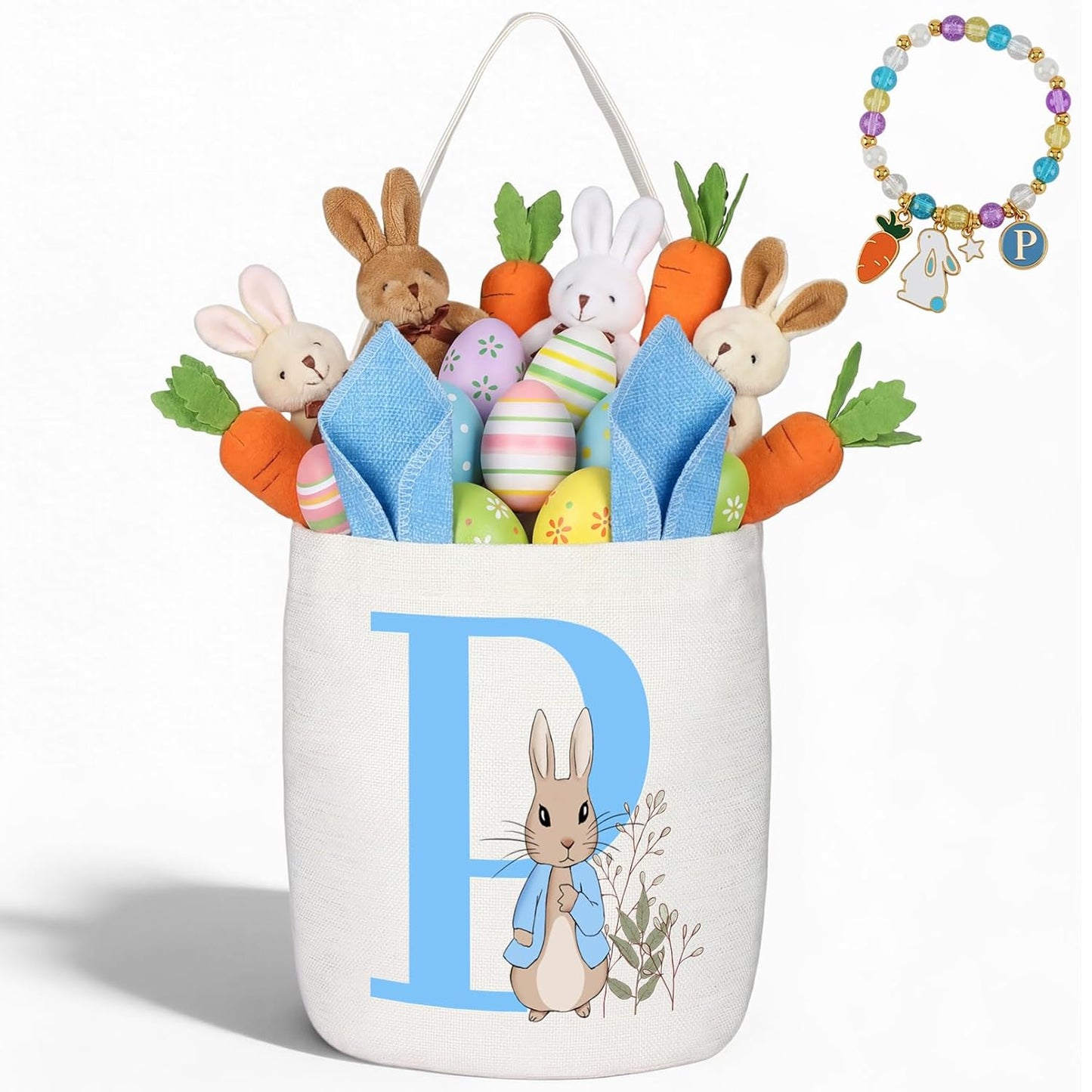 Easter Baskets for Kids,Pink Personalized Easter Basket with Initial for Girl Boy Kids (A, Pink)