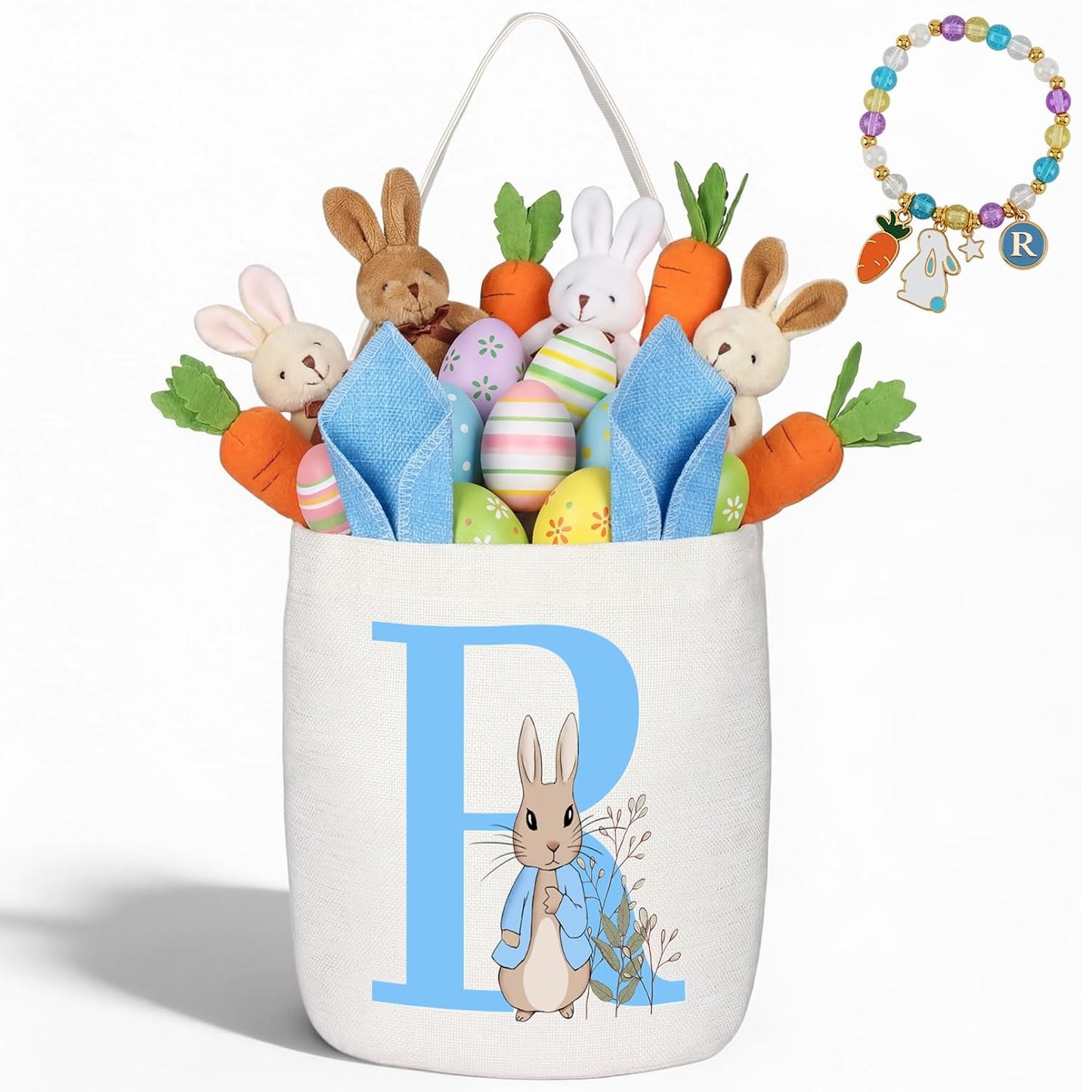 Easter Baskets for Kids,Pink Personalized Easter Basket with Initial for Girl Boy Kids (A, Pink)