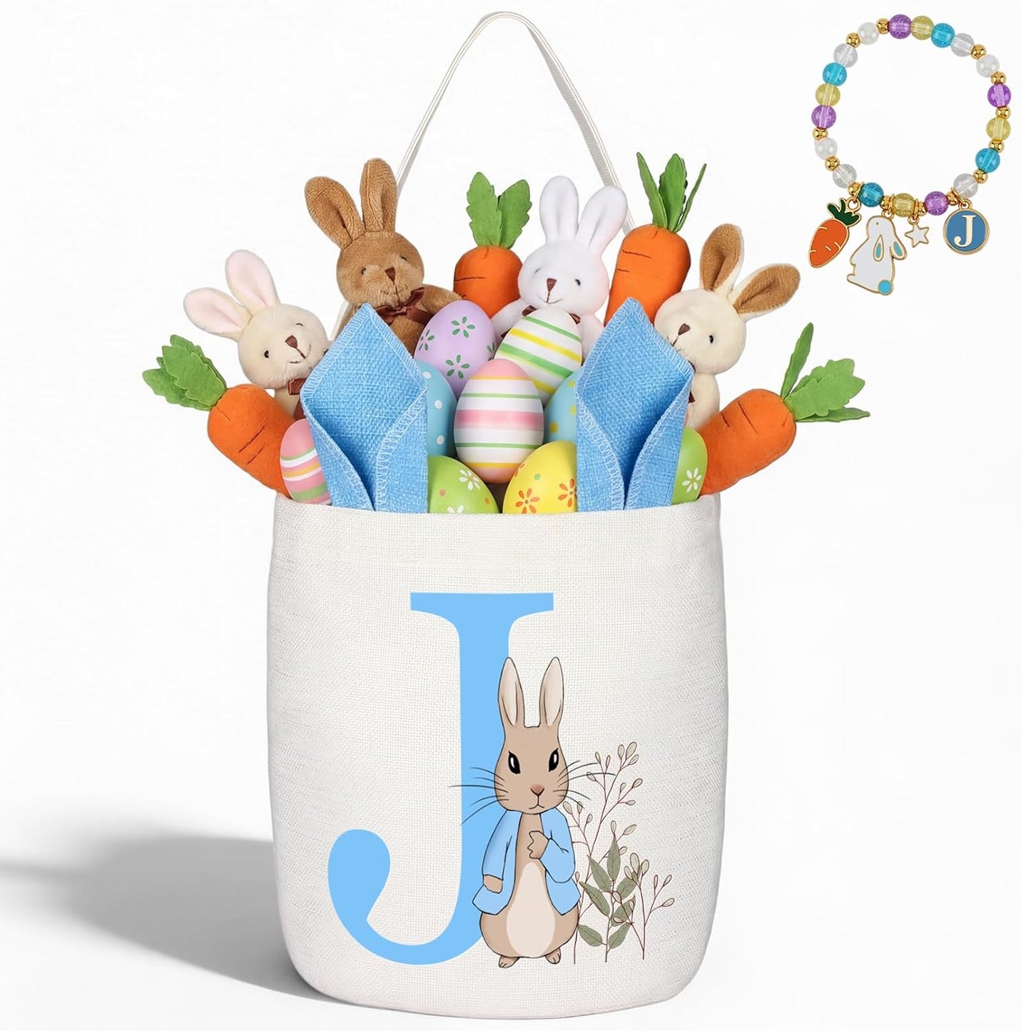 Easter Baskets for Kids,Pink Personalized Easter Basket with Initial for Girl Boy Kids (A, Pink)
