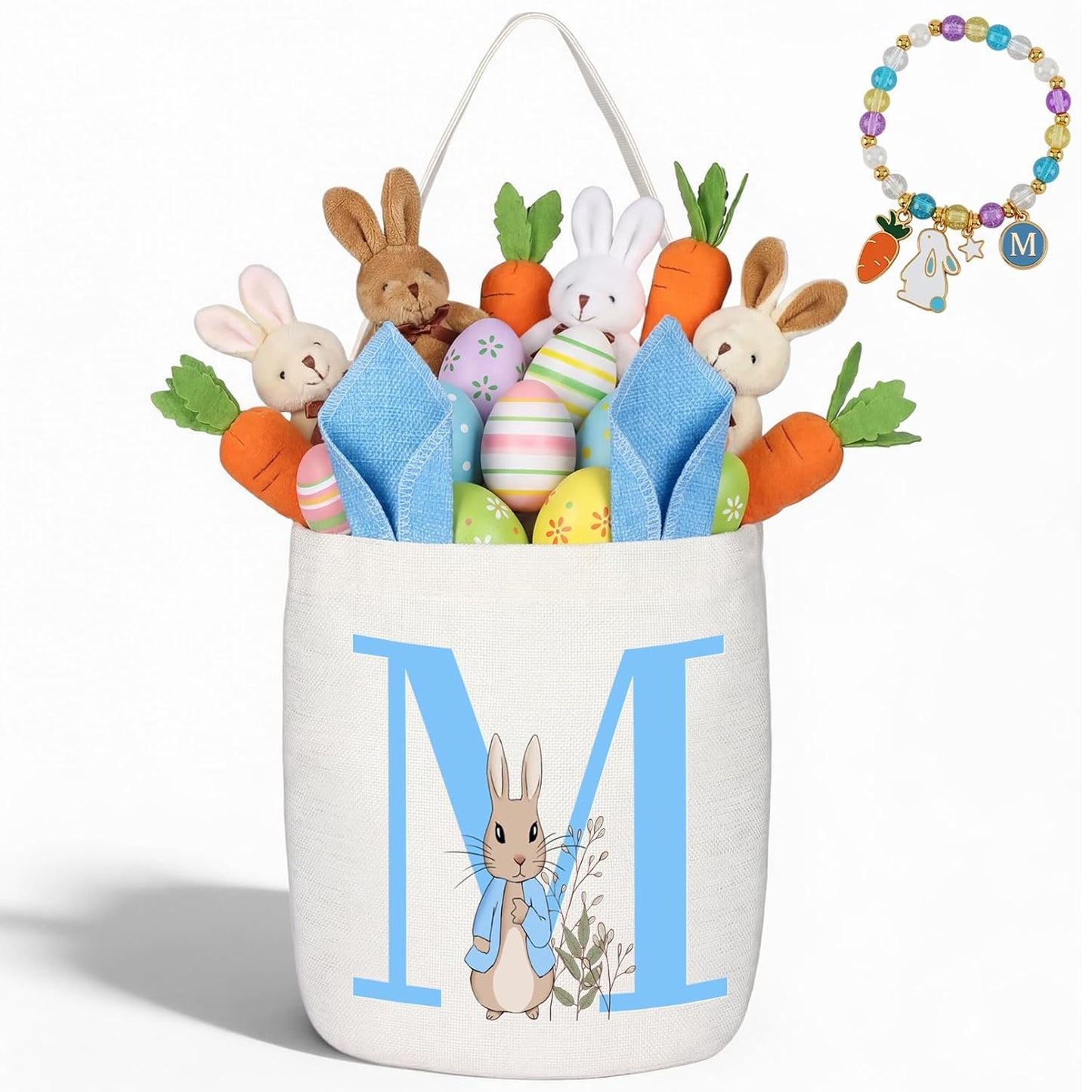 Easter Baskets for Kids,Pink Personalized Easter Basket with Initial for Girl Boy Kids (A, Pink)