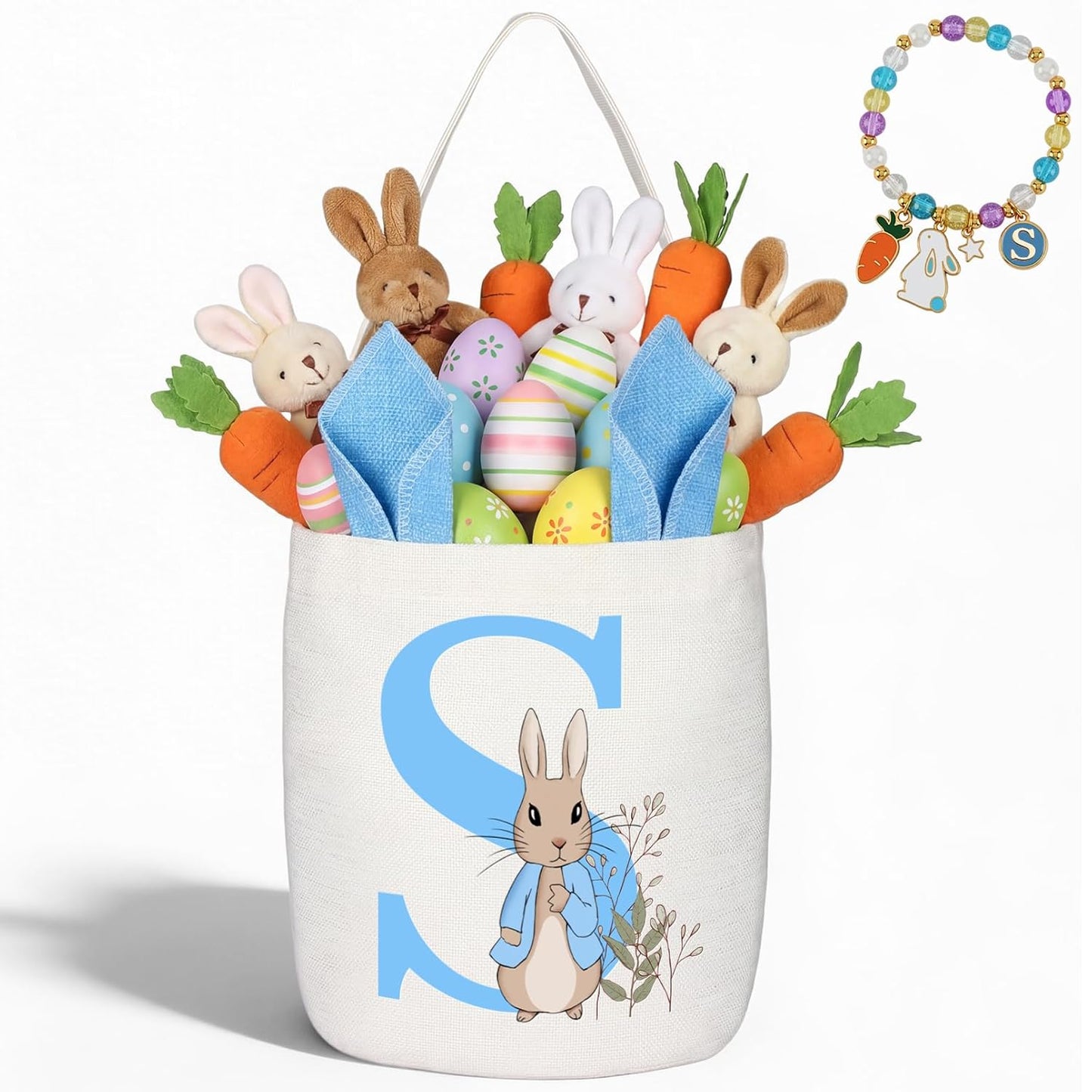 Easter Baskets for Kids,Pink Personalized Easter Basket with Initial for Girl Boy Kids (A, Pink)