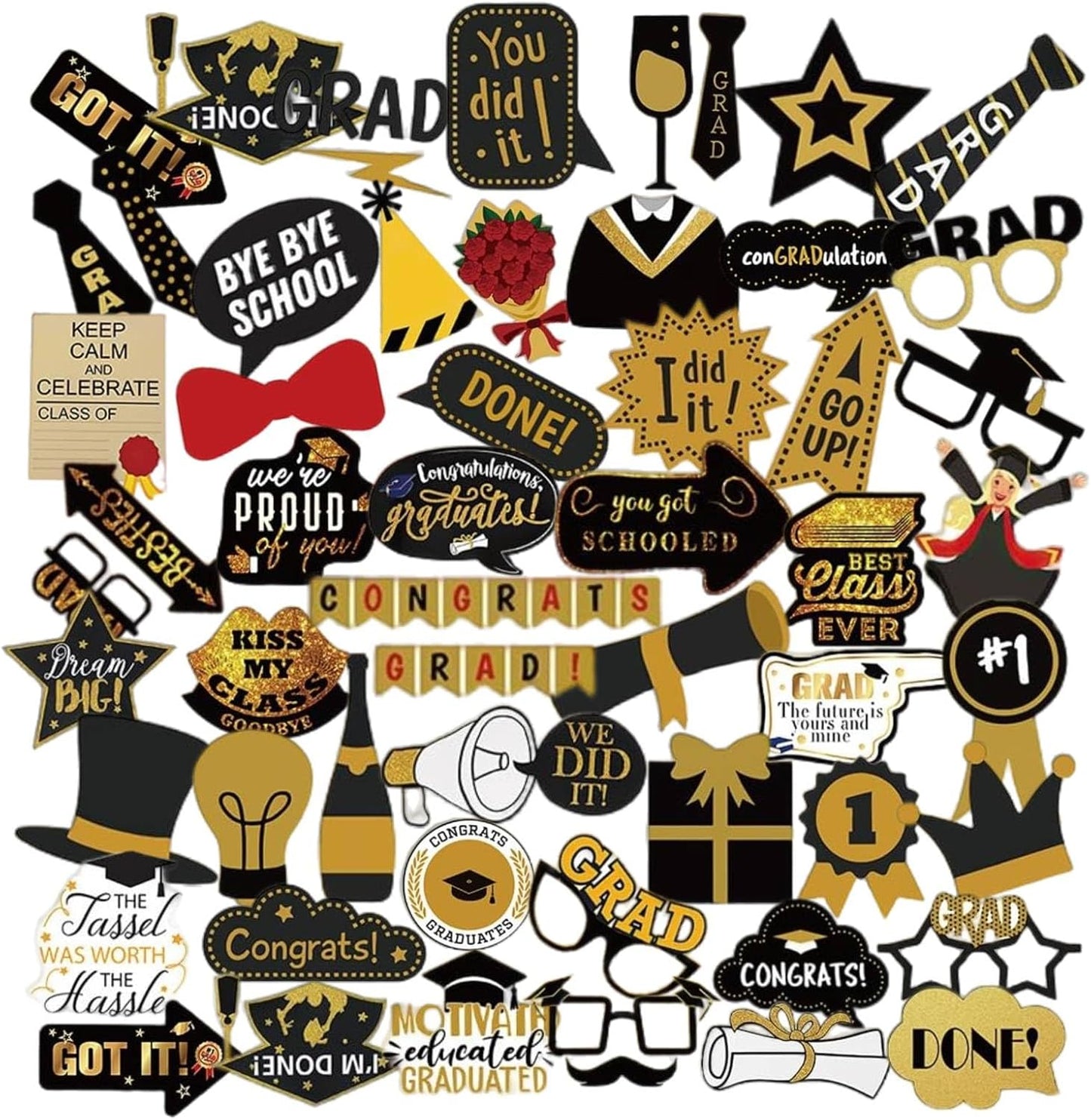 52 Pcs Graduation Stickers, Graduation Cap Sticker Class of 2026, DIY Graduation Cap Stickers for Congrats Grad Sticker Graduation Party Supplies, Scrapbook, Water Bottle, Laptop
