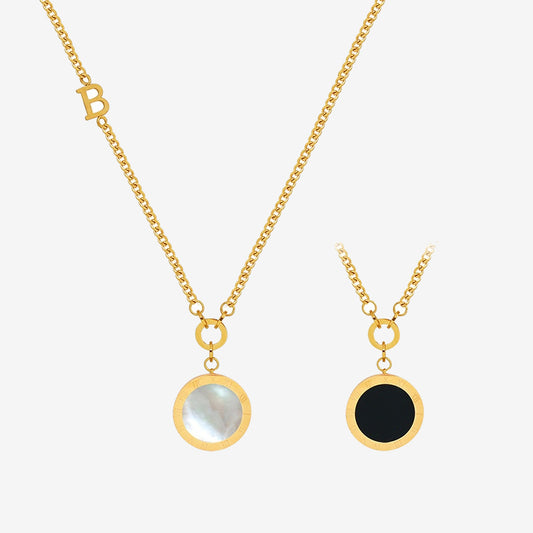Black & White Double-Sided Pendant Necklace