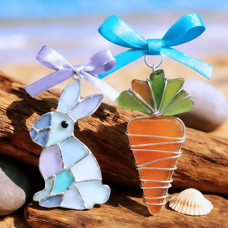 🐣2026🌊Easter Wire Wrapped Sea Glass Ornaments ✨Shaped by Nature & Crafted by Hand💝